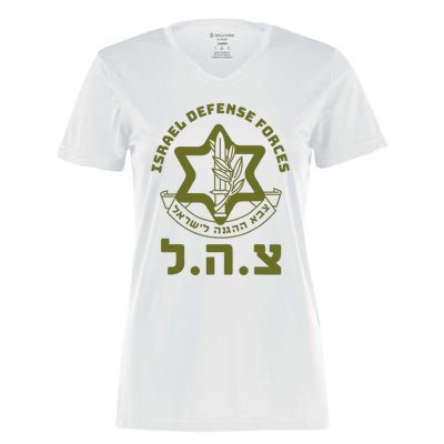 Israel Defense Forces Idf Hebrew Symbol Women's Momentum V-Neck T-Shirt