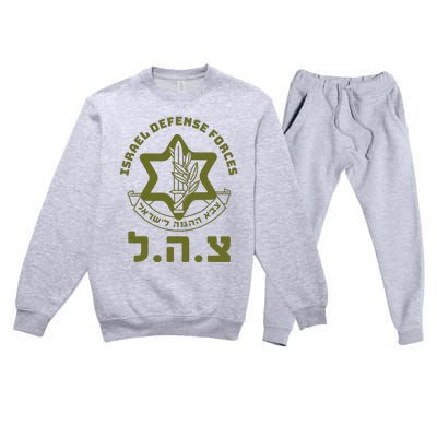 Israel Defense Forces Idf Hebrew Symbol For Israeli Military Premium Crewneck Sweatsuit Set