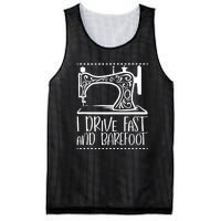 I Drive Fast And Barefoot Sewing Lover Women Sewing Machine Mesh Reversible Basketball Jersey Tank