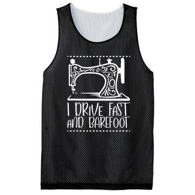 I Drive Fast And Barefoot Sewing Lover Women Sewing Machine Mesh Reversible Basketball Jersey Tank