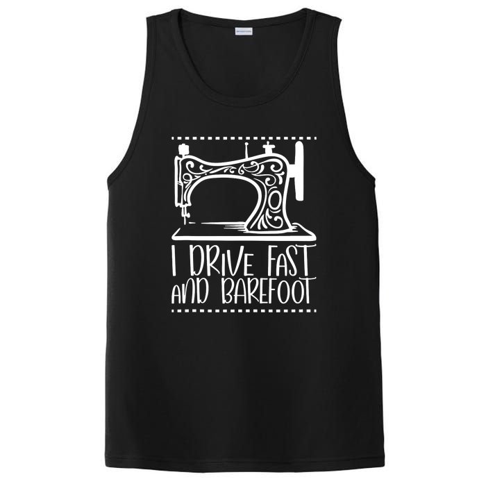 I Drive Fast And Barefoot Sewing Lover Women Sewing Machine PosiCharge Competitor Tank