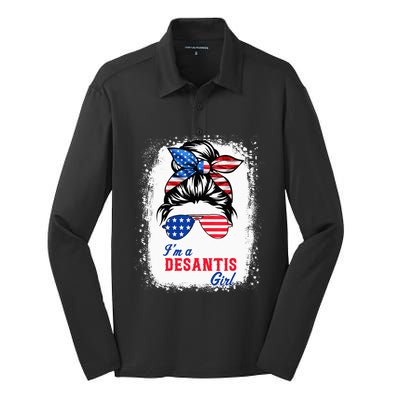 I'm Desantis Florida Governor 2024 US American Flag Silk Touch Performance Long Sleeve Polo