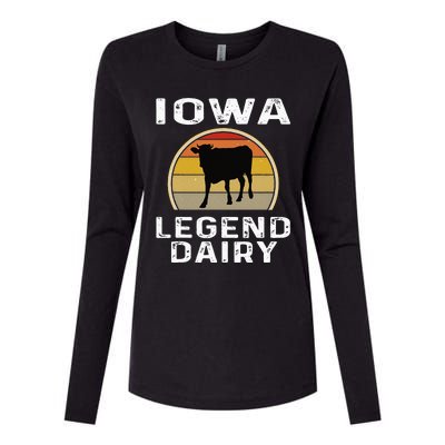 Iowa Dairy Farmer Legend Dairy Cow Cattle Funny Retro Sunset Womens Cotton Relaxed Long Sleeve T-Shirt