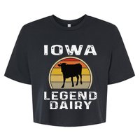 Iowa Dairy Farmer Legend Dairy Cow Cattle Funny Retro Sunset Bella+Canvas Jersey Crop Tee