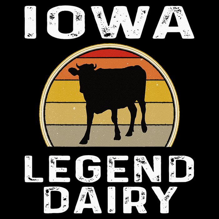 Iowa Dairy Farmer Legend Dairy Cow Cattle Funny Retro Sunset Cooling Performance Crew T-Shirt