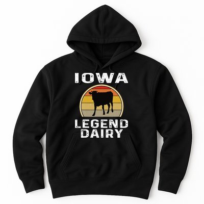 Iowa Dairy Farmer Legend Dairy Cow Cattle Funny Retro Sunset Hoodie