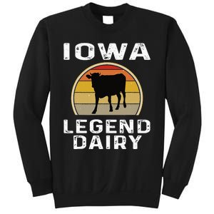 Iowa Dairy Farmer Legend Dairy Cow Cattle Funny Retro Sunset Sweatshirt