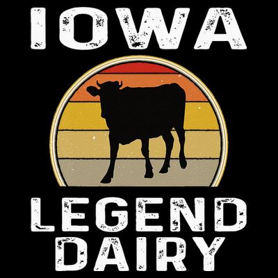 Iowa Dairy Farmer Legend Dairy Cow Cattle Funny Retro Sunset T-Shirt