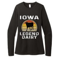 Iowa Dairy Farmer Legend Dairy Cow Cattle Funny Retro Sunset Womens CVC Long Sleeve Shirt