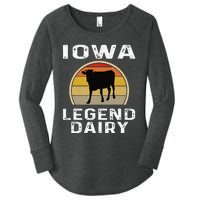 Iowa Dairy Farmer Legend Dairy Cow Cattle Funny Retro Sunset Women's Perfect Tri Tunic Long Sleeve Shirt