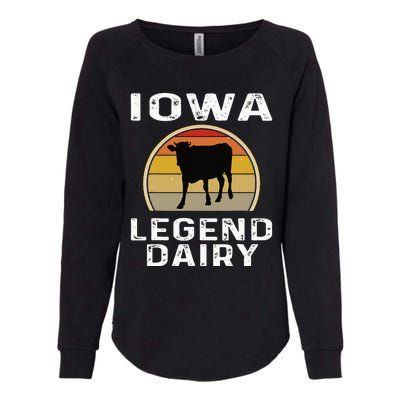 Iowa Dairy Farmer Legend Dairy Cow Cattle Funny Retro Sunset Womens California Wash Sweatshirt