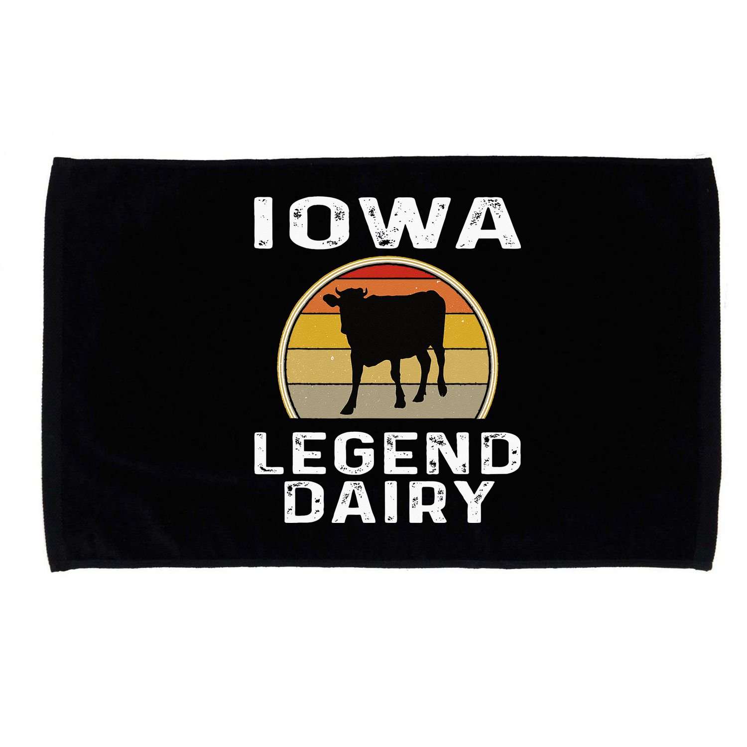 Iowa Dairy Farmer Legend Dairy Cow Cattle Funny Retro Sunset Microfiber Hand Towel