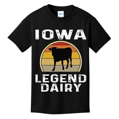 Iowa Dairy Farmer Legend Dairy Cow Cattle Funny Retro Sunset Kids T-Shirt