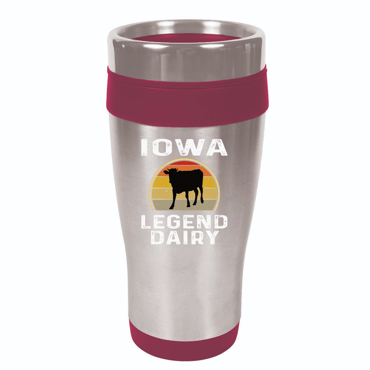 Iowa Dairy Farmer Legend Dairy Cow Cattle Funny Retro Sunset 16oz Travel Tumbler