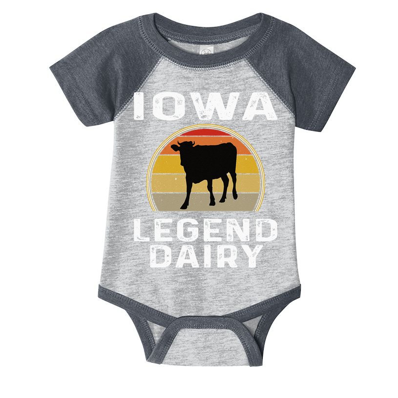 Iowa Dairy Farmer Legend Dairy Cow Cattle Funny Retro Sunset Infant Baby Jersey Bodysuit