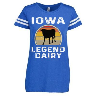 Iowa Dairy Farmer Legend Dairy Cow Cattle Funny Retro Sunset Enza Ladies Jersey Football T-Shirt