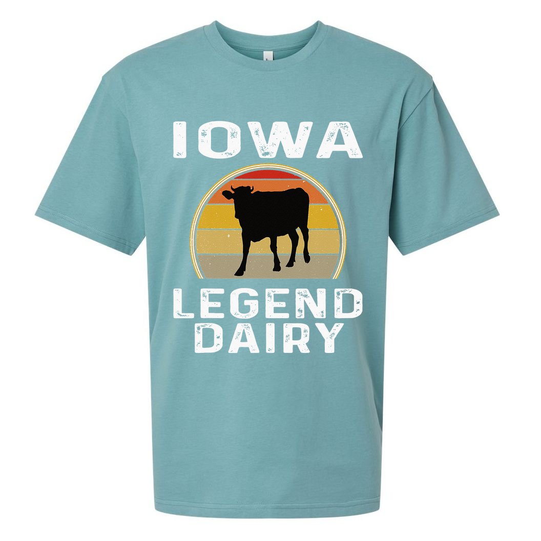Iowa Dairy Farmer Legend Dairy Cow Cattle Funny Retro Sunset Sueded Cloud Jersey T-Shirt