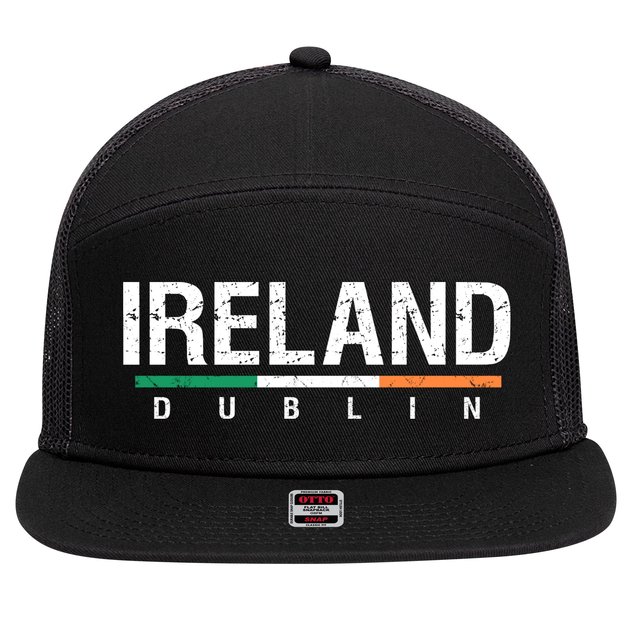 Ireland Dublin Flag 7 Panel Mesh Trucker Snapback Hat