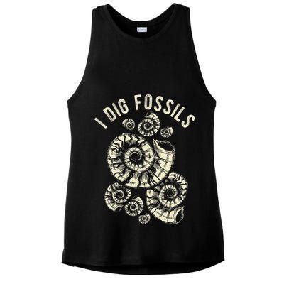 I Dig Fossils Ammonite Fossil Ladies PosiCharge Tri-Blend Wicking Tank