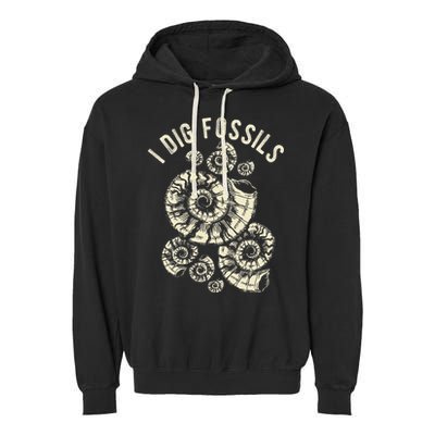 I Dig Fossils Ammonite Fossil Garment-Dyed Fleece Hoodie