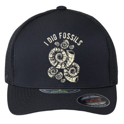 I Dig Fossils Ammonite Fossil Flexfit Unipanel Trucker Cap