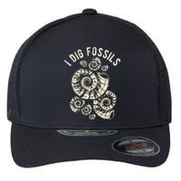I Dig Fossils Ammonite Fossil Flexfit Unipanel Trucker Cap
