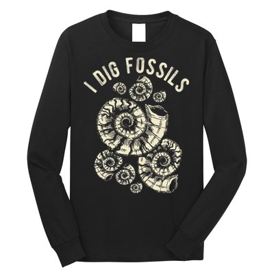 I Dig Fossils Ammonite Fossil Long Sleeve Shirt