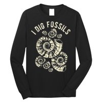I Dig Fossils Ammonite Fossil Long Sleeve Shirt