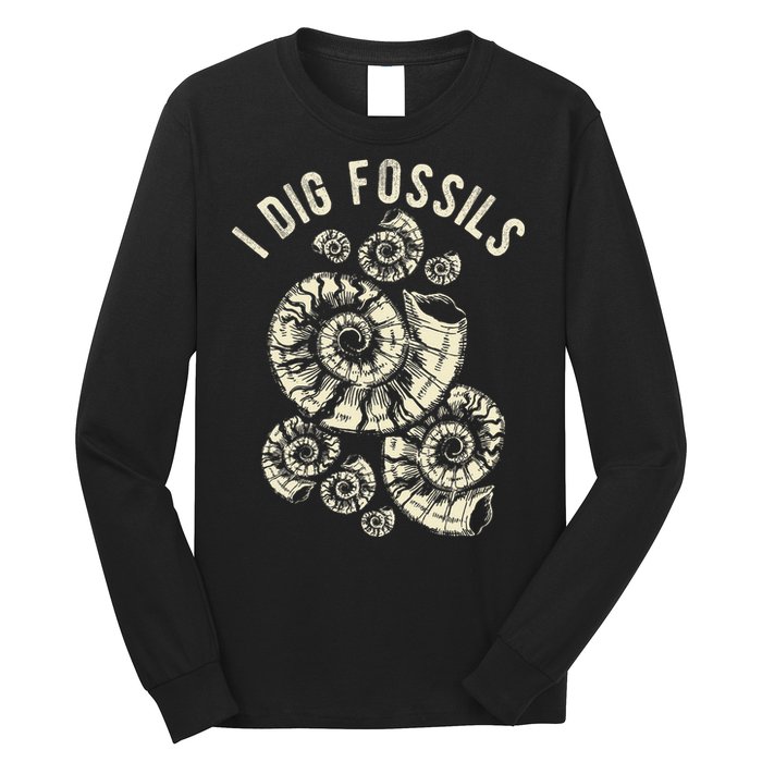 I Dig Fossils Ammonite Fossil Long Sleeve Shirt