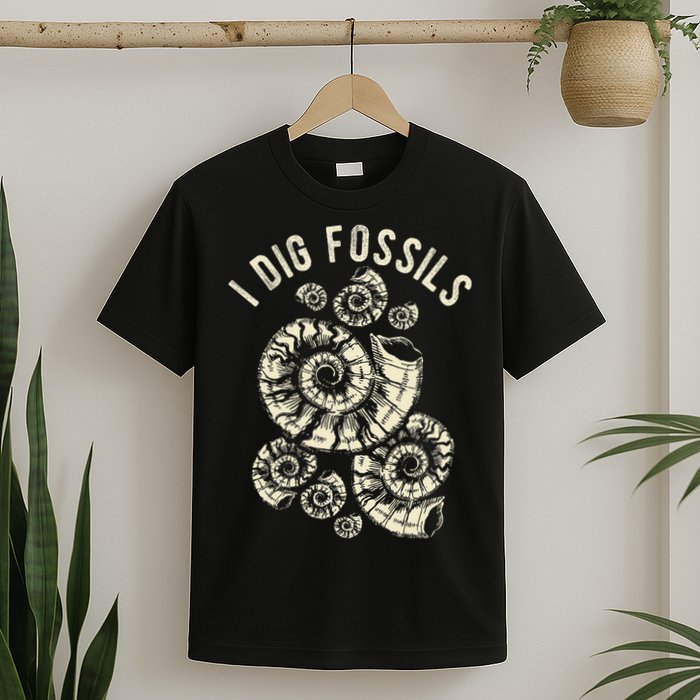I Dig Fossils Ammonite Fossil T-Shirt