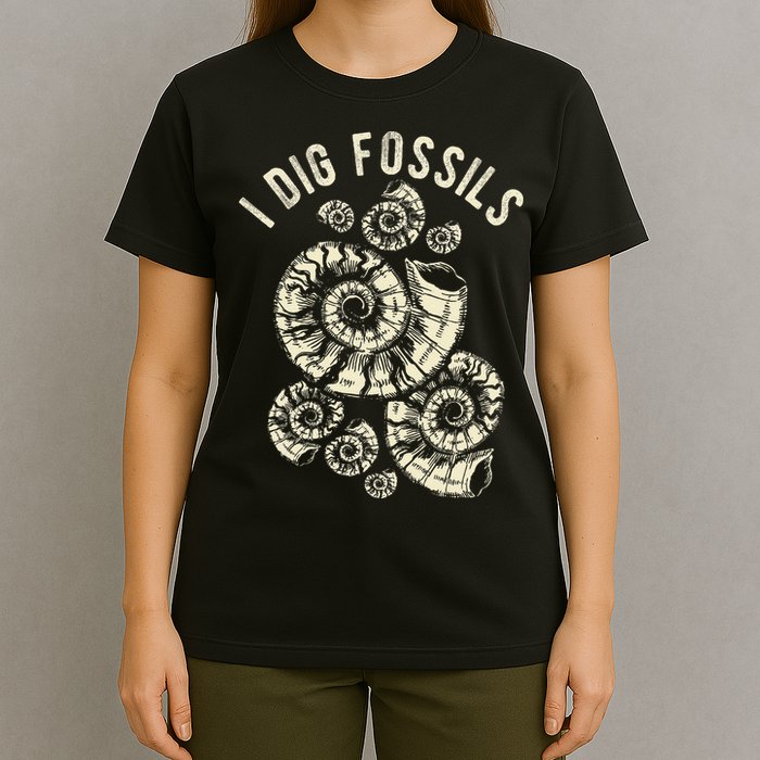 I Dig Fossils Ammonite Fossil T-Shirt