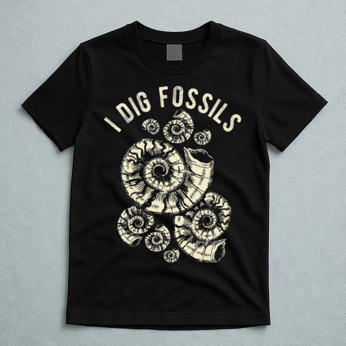 I Dig Fossils Ammonite Fossil T-Shirt