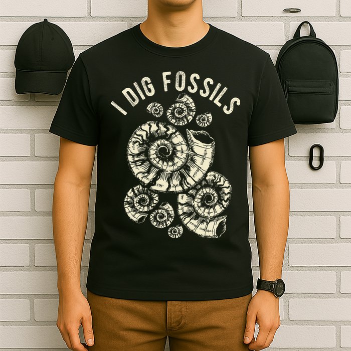 I Dig Fossils Ammonite Fossil T-Shirt