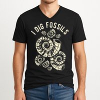 I Dig Fossils Ammonite Fossil V-Neck T-Shirt