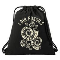 I Dig Fossils Ammonite Fossil Drawstring Bag