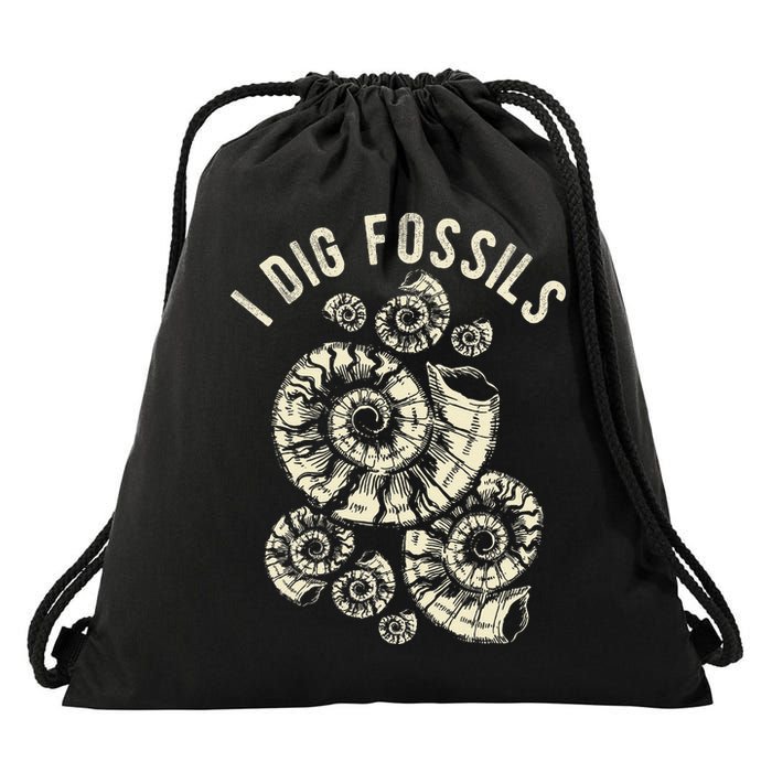 I Dig Fossils Ammonite Fossil Drawstring Bag