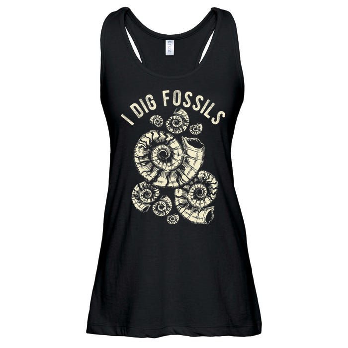 I Dig Fossils Ammonite Fossil Ladies Essential Flowy Tank