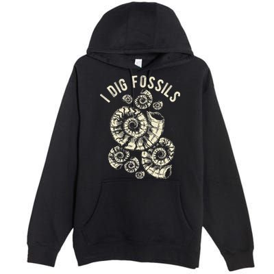 I Dig Fossils Ammonite Fossil Premium Pullover Hoodie