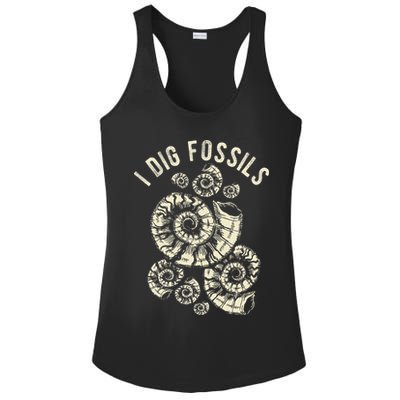 I Dig Fossils Ammonite Fossil Ladies PosiCharge Competitor Racerback Tank