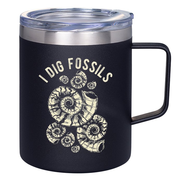 I Dig Fossils Ammonite Fossil 12oz Stainless Steel Coffee Mug