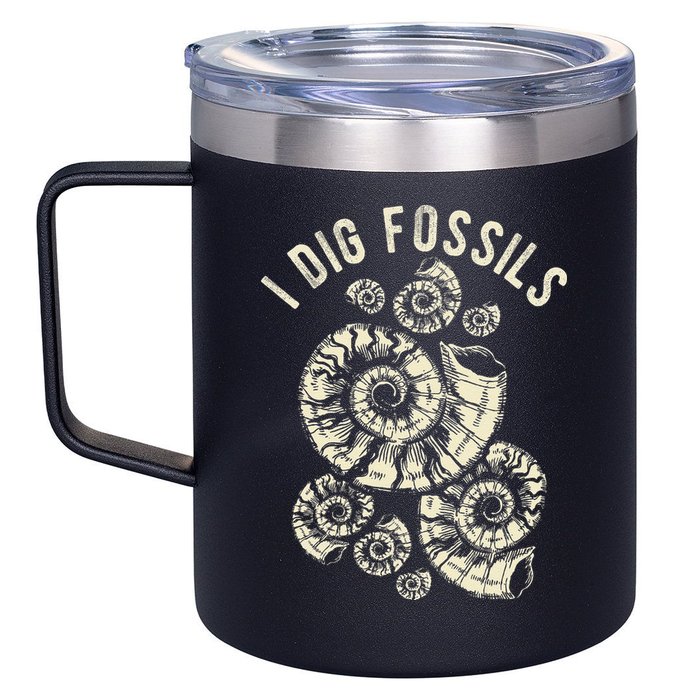 I Dig Fossils Ammonite Fossil 12oz Stainless Steel Coffee Mug