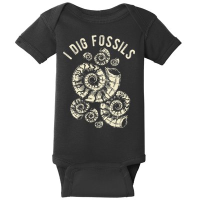I Dig Fossils Ammonite Fossil Baby Bodysuit
