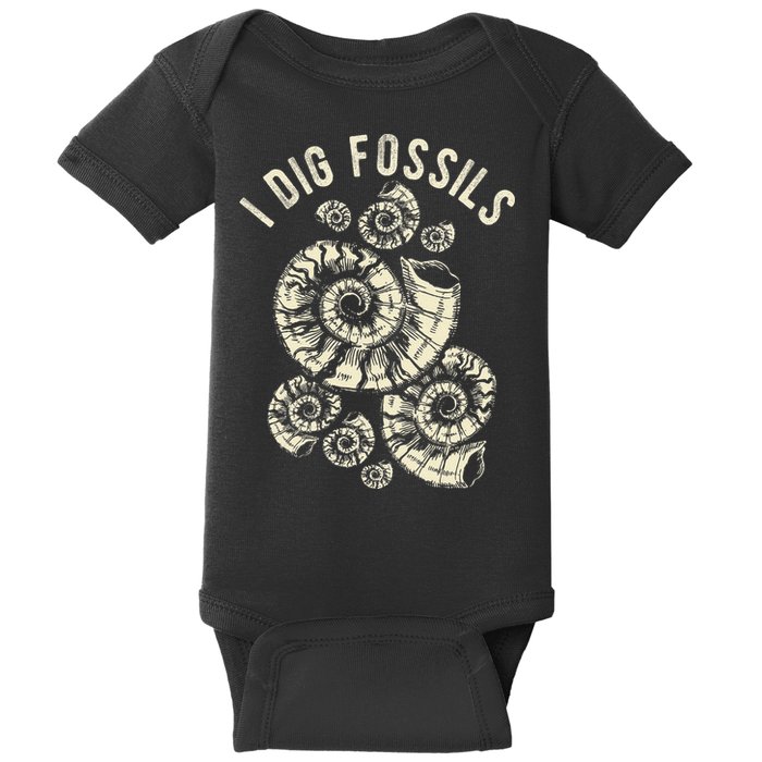 I Dig Fossils Ammonite Fossil Baby Bodysuit