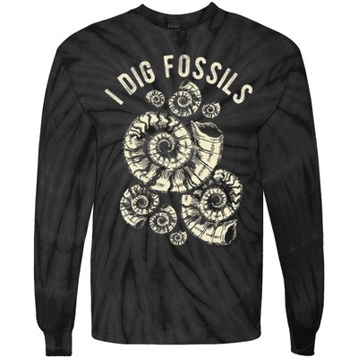 I Dig Fossils Ammonite Fossil Tie-Dye Long Sleeve Shirt