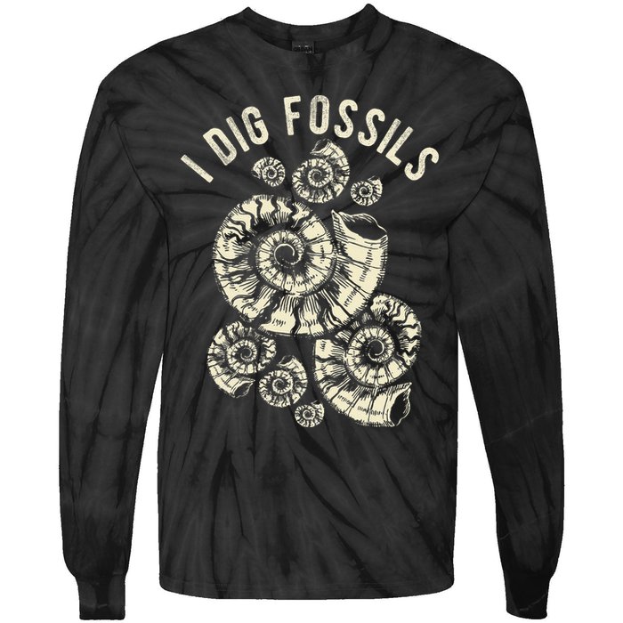 I Dig Fossils Ammonite Fossil Tie-Dye Long Sleeve Shirt