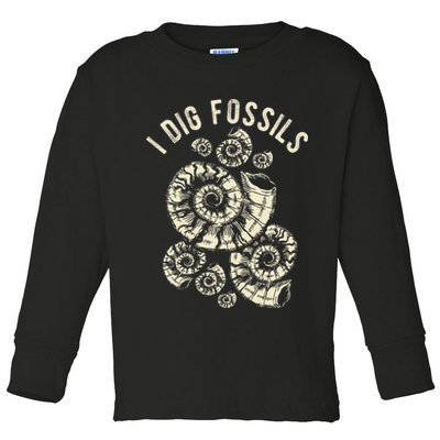 I Dig Fossils Ammonite Fossil Toddler Long Sleeve Shirt