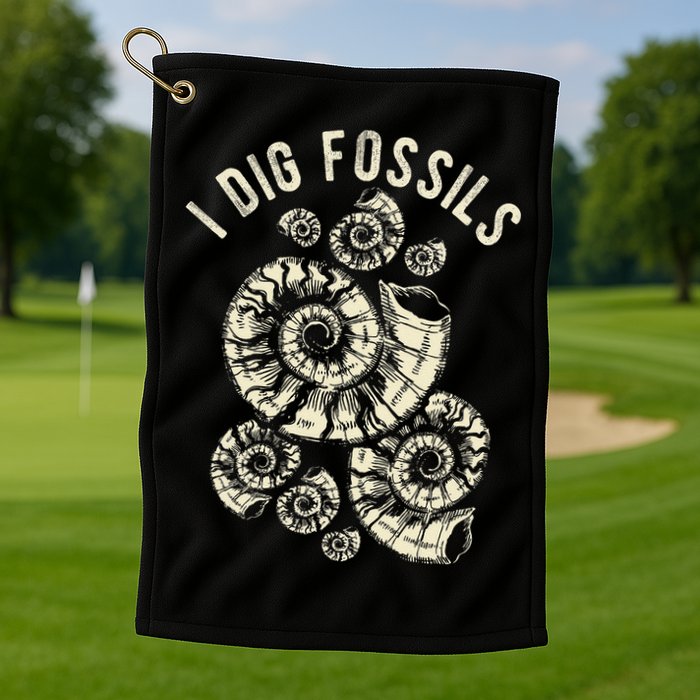 I Dig Fossils Ammonite Fossil Golf Towel