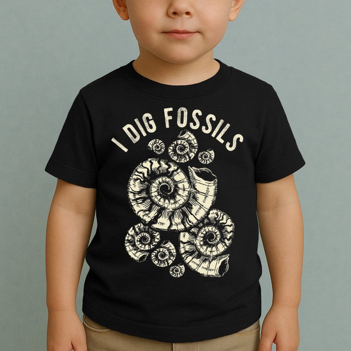 I Dig Fossils Ammonite Fossil Toddler T-Shirt