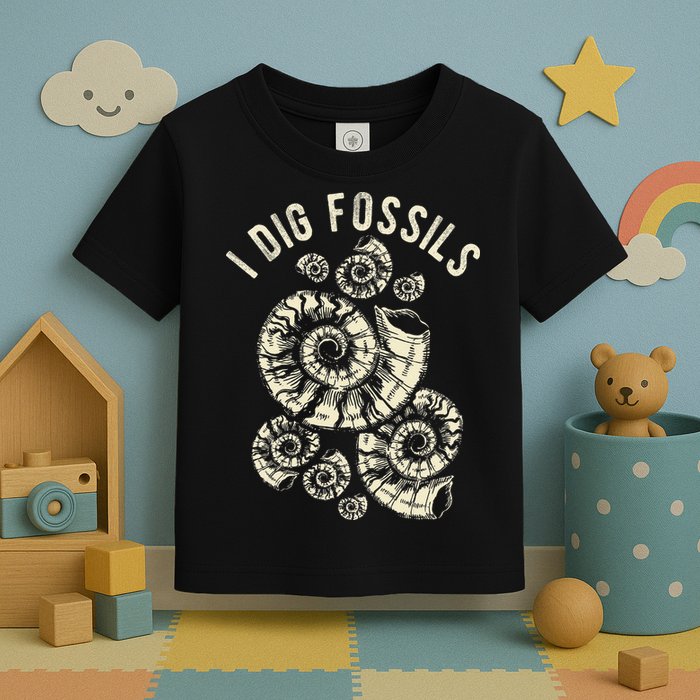 I Dig Fossils Ammonite Fossil Toddler T-Shirt