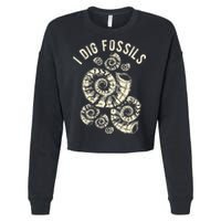 I Dig Fossils Ammonite Fossil Cropped Pullover Crew